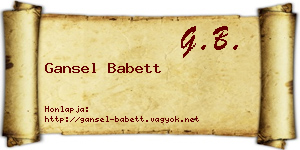 Gansel Babett névjegykártya